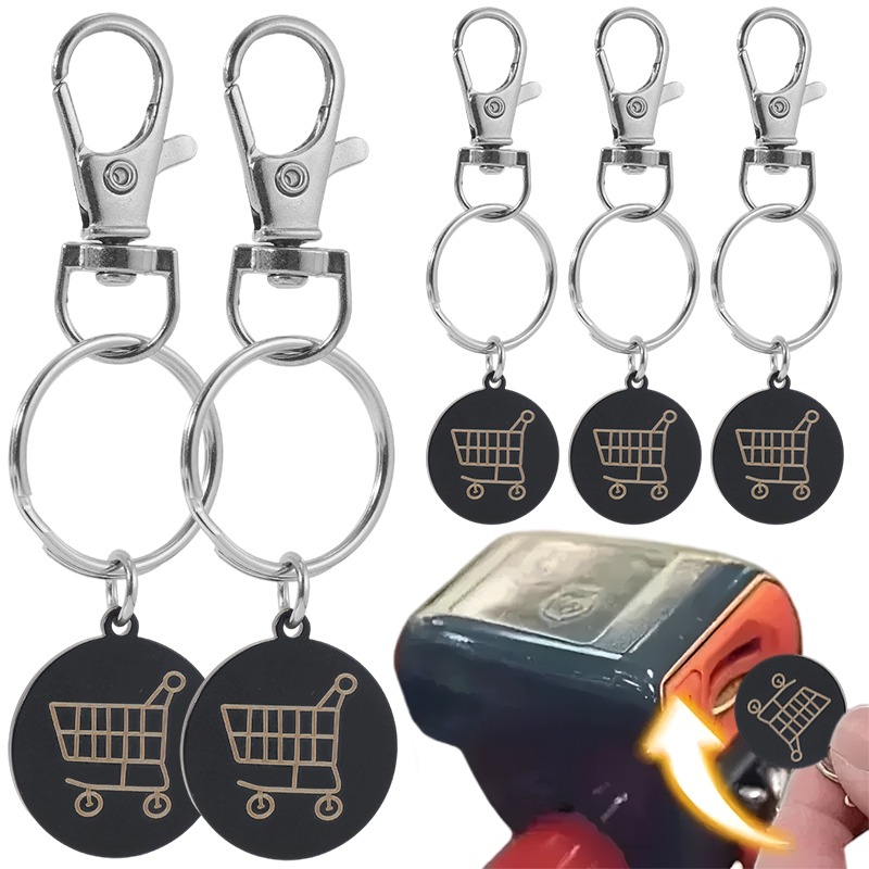 Token Coin Mechanism - 1/5Pcs Black Stainless Steel Shopping Cart