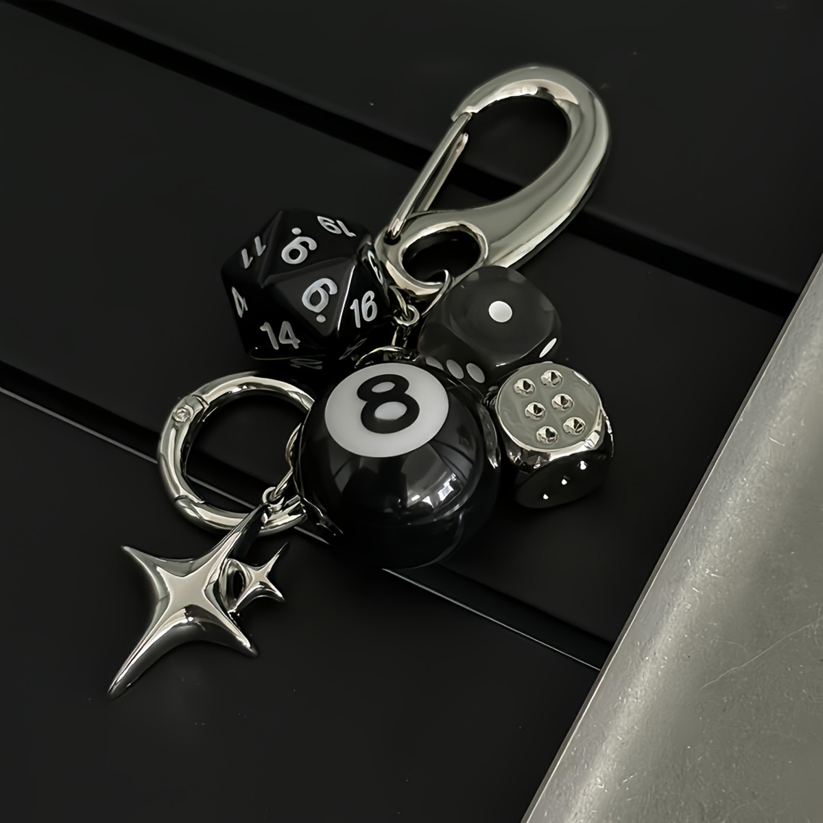 Fruit Slot Machine - Star Dice Black Eight Ball Pendant
